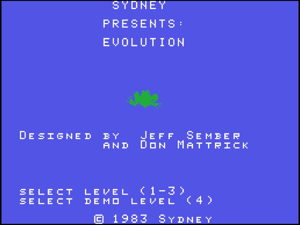 Title Screen of Evolution for Colecovision